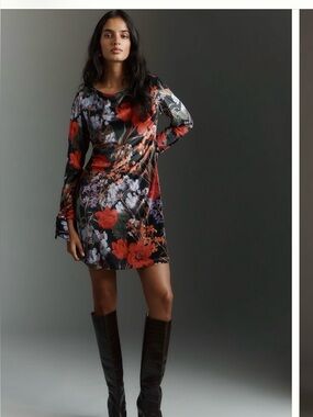 NWT Hutch Shelby long sleeve velvet shift dress sz small